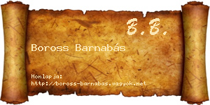 Boross Barnabás névjegykártya